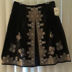 Black and Gold Midi Skirt